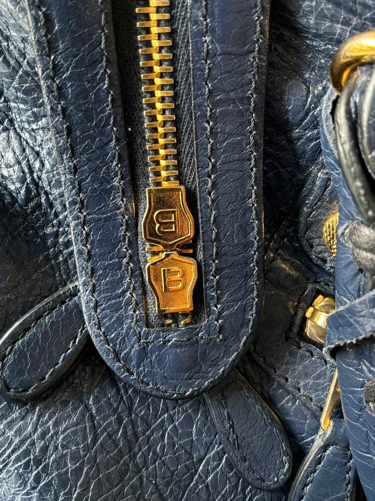 Balenciaga Classic City Navy on Gold Giant 12 Lambskin Bag