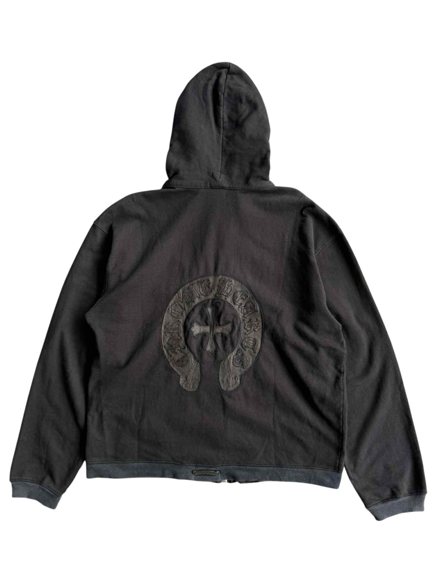 Rare Vintage Chrome Hearts Leather Patch Zip Hoodie