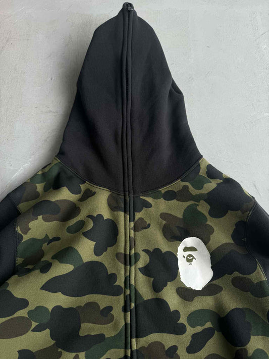 Bape 1st Gen Green Camou Body Full zip Hoodie