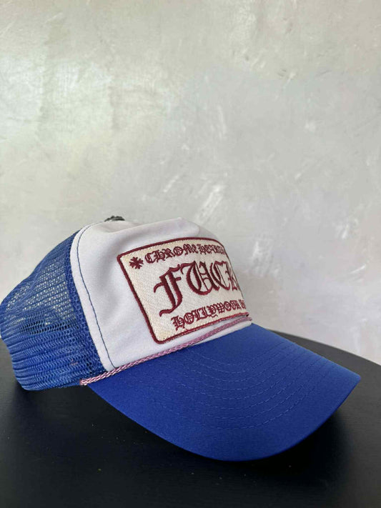 Chrome Hearts 90’s Red On Blue Fuck Tracker Hat