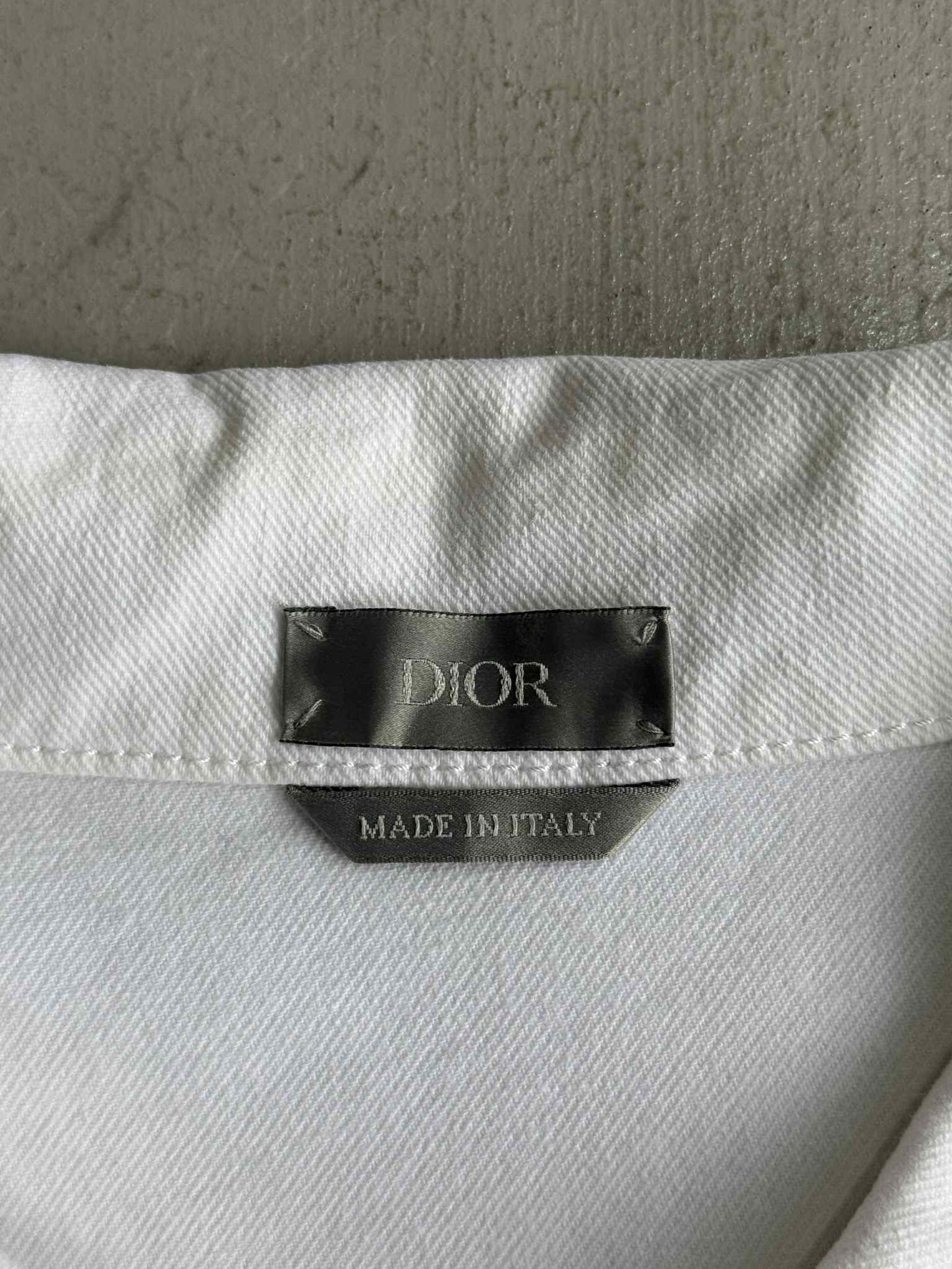 Dior Embroidered Cd Letter Denim White Jackrt