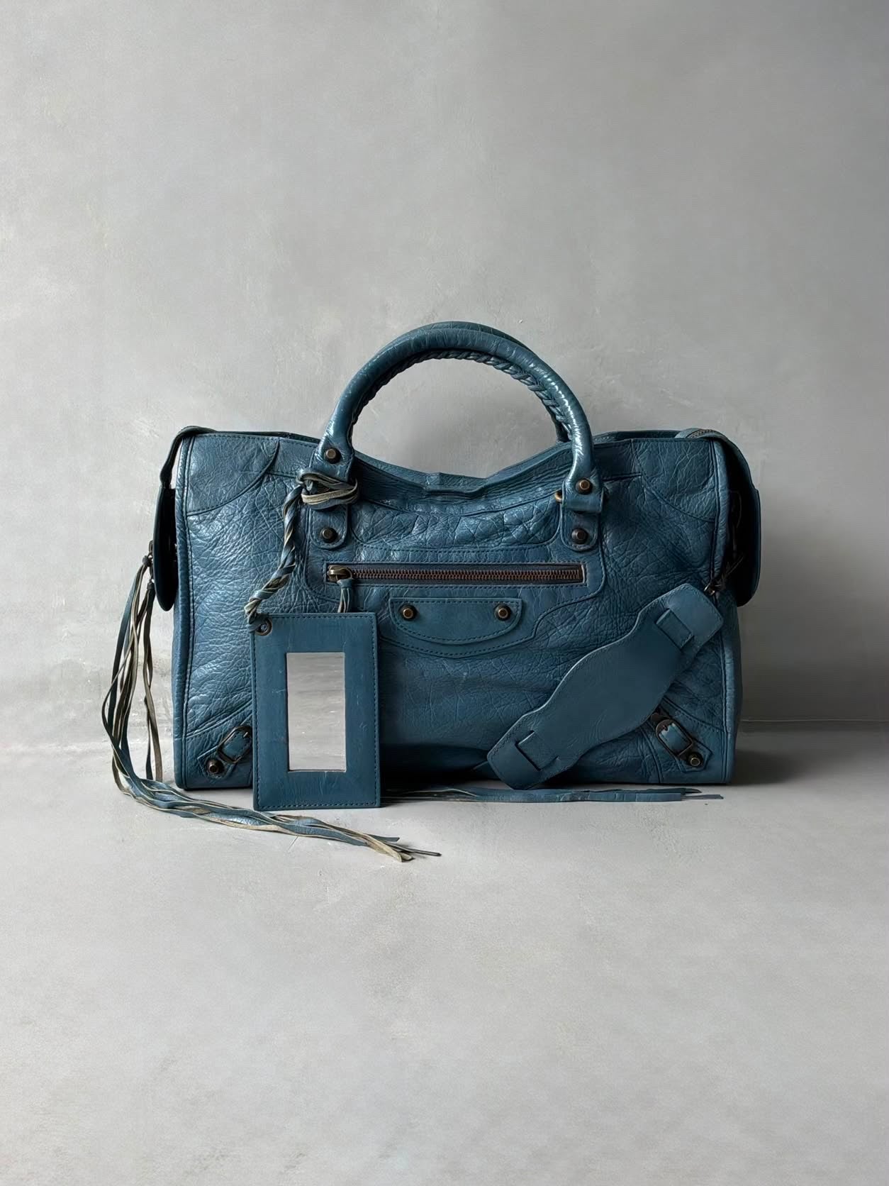 Balenciaga City Blue Lambskin Bag
