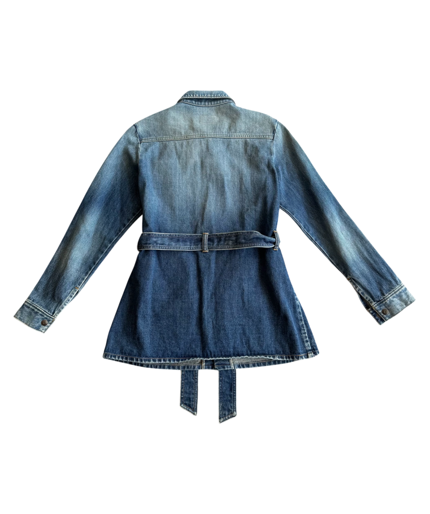 Saint Laurent Paris Belted Denim Coat