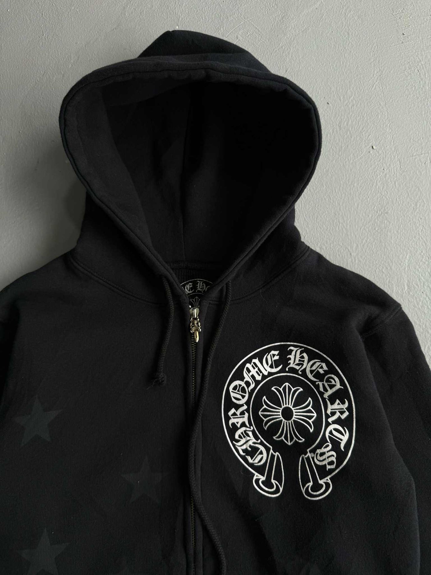Chrome Hearts Vintage Scroll and Stars Zip Hoodie