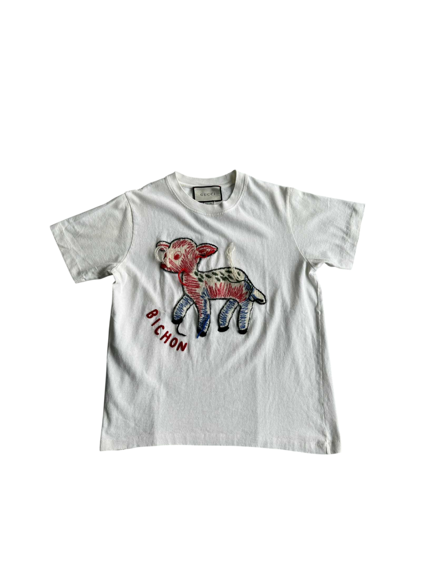 Gucci Lamb Fawn Bitchon Embroidered tee