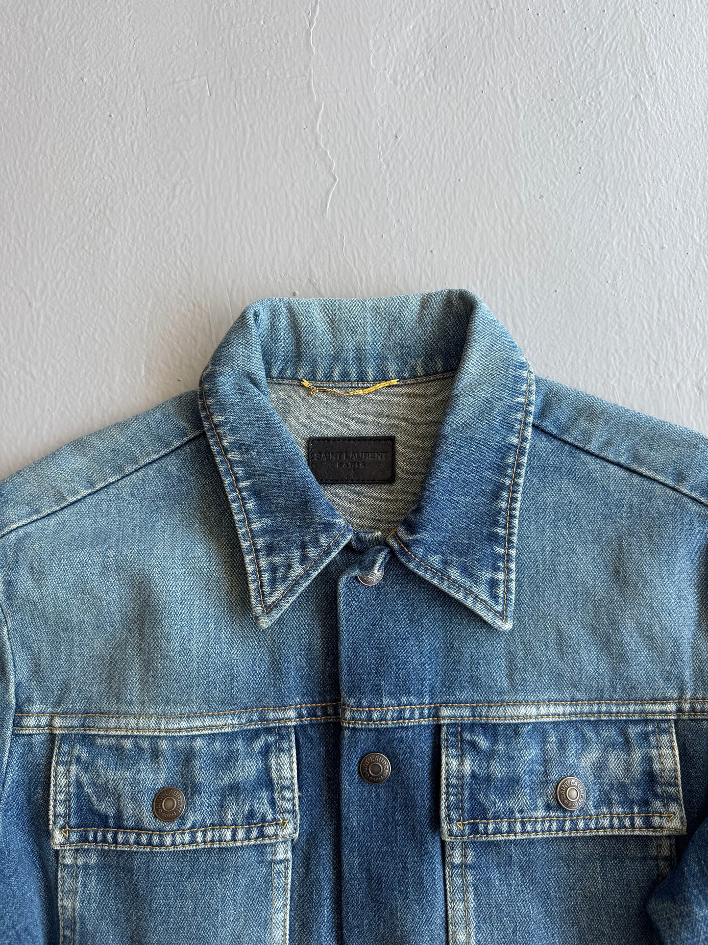 Saint Laurent Paris Belted Denim Coat