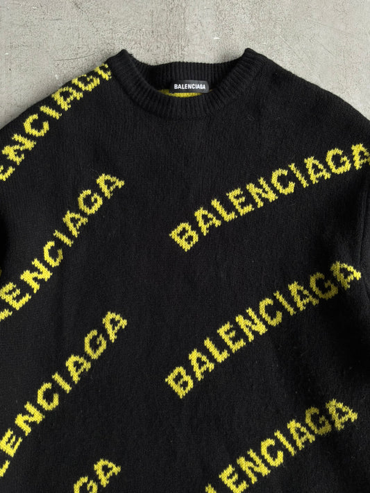 Balenciaga All Over Print Knit Crewneck