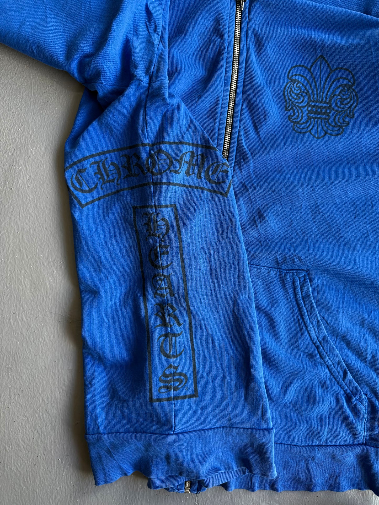 Chrome Hearts Side T-Bar Blue Zip Hoodie