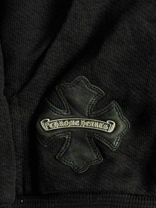 Vintage Chrome Hearts Cross Patched Silver Zip Hoodie