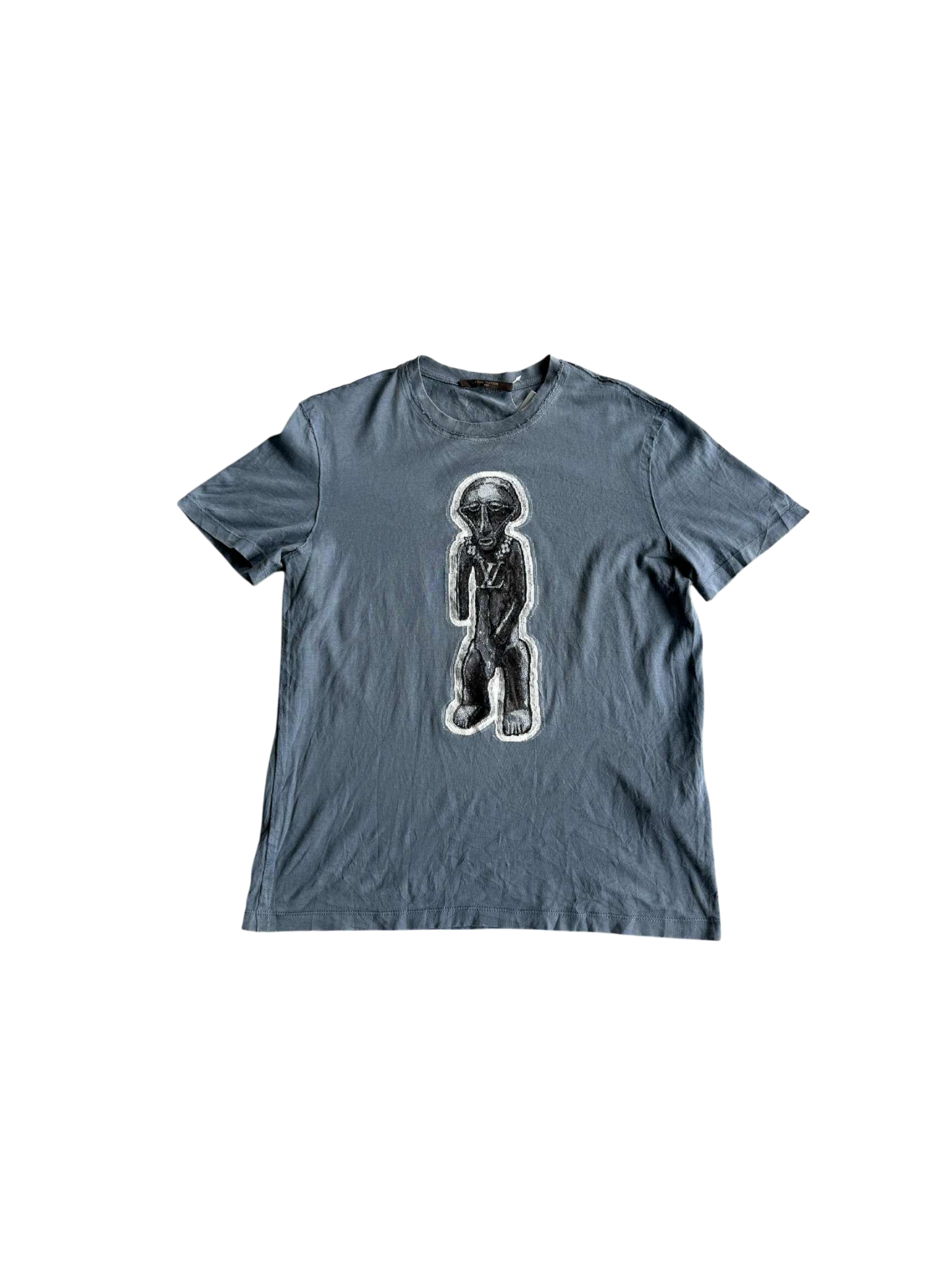 Louis Vuitton Stone Blue Cotton Zulu Statue tee