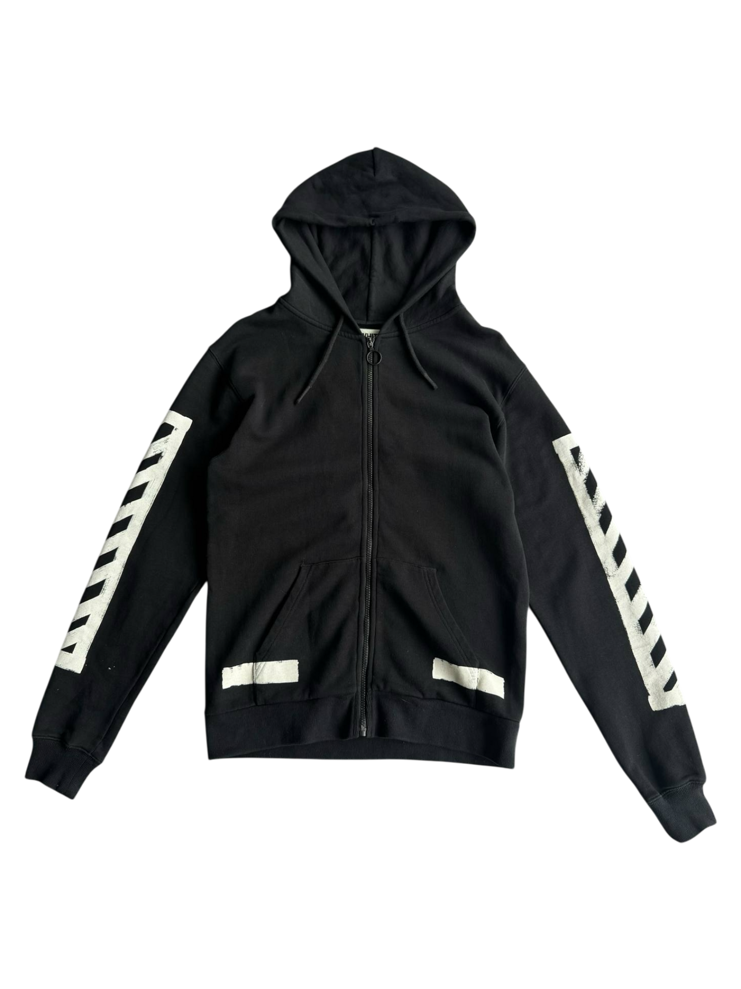 Off White Diagonal Stripe Zip Hoodie
