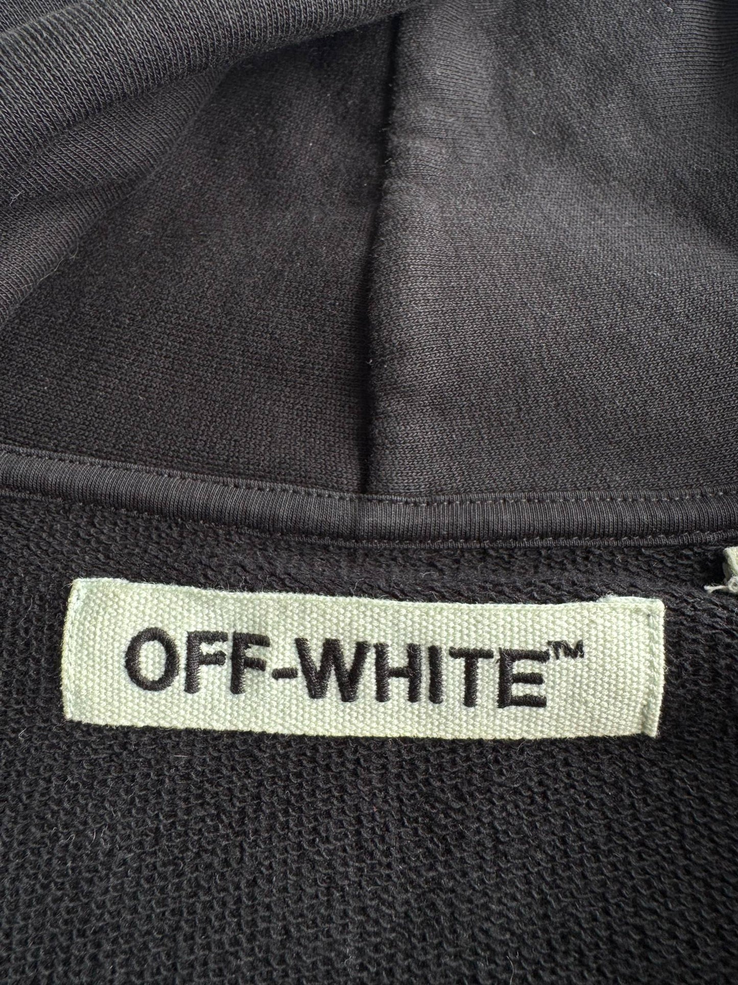 Off White Diagonal Stripe Zip Hoodie
