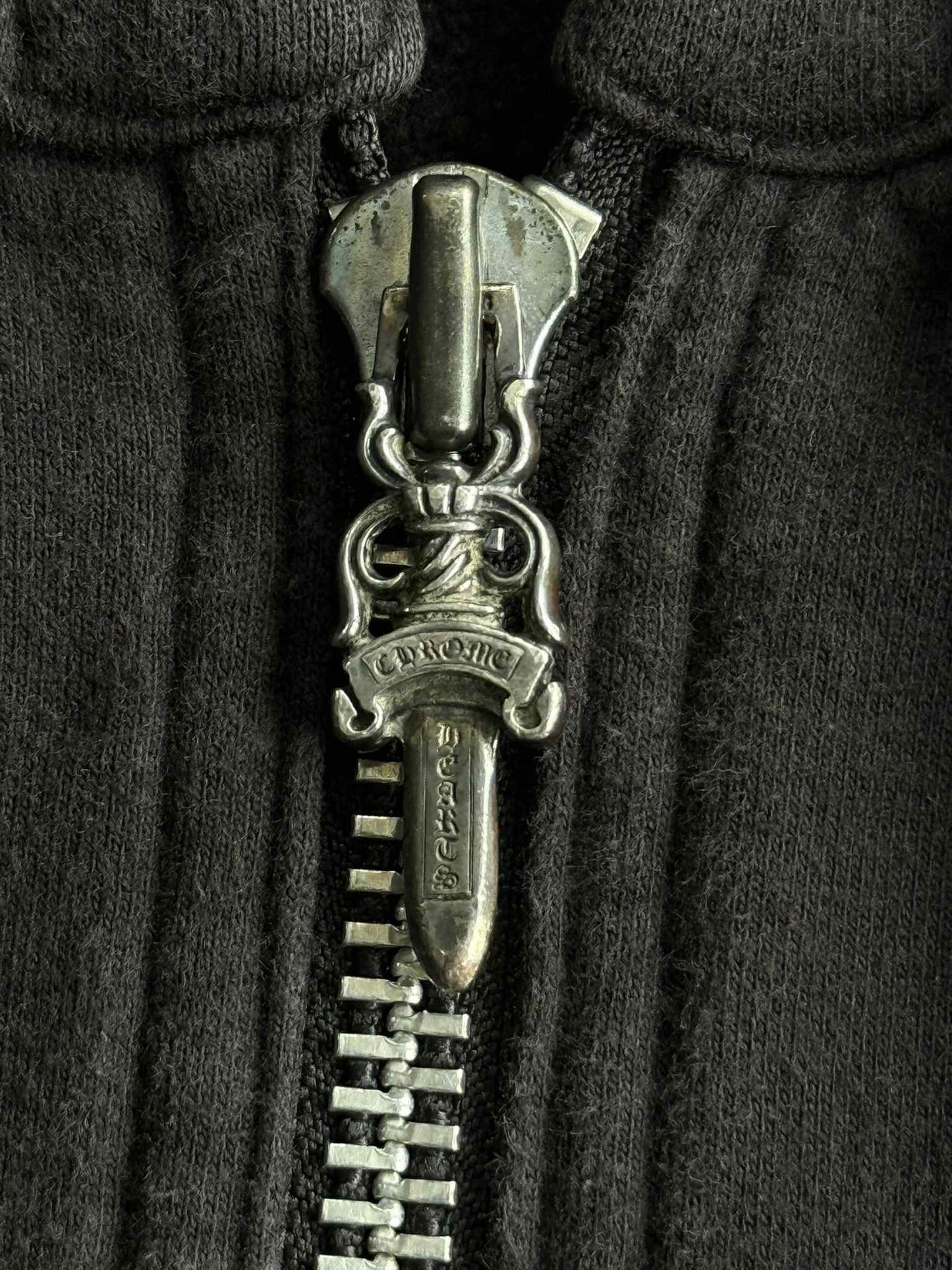 Rare Vintage Chrome Hearts Leather Patch Zip Hoodie