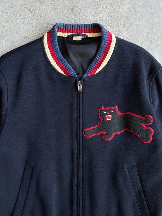 Gucci Panther Wool Patch Bomber Jacket