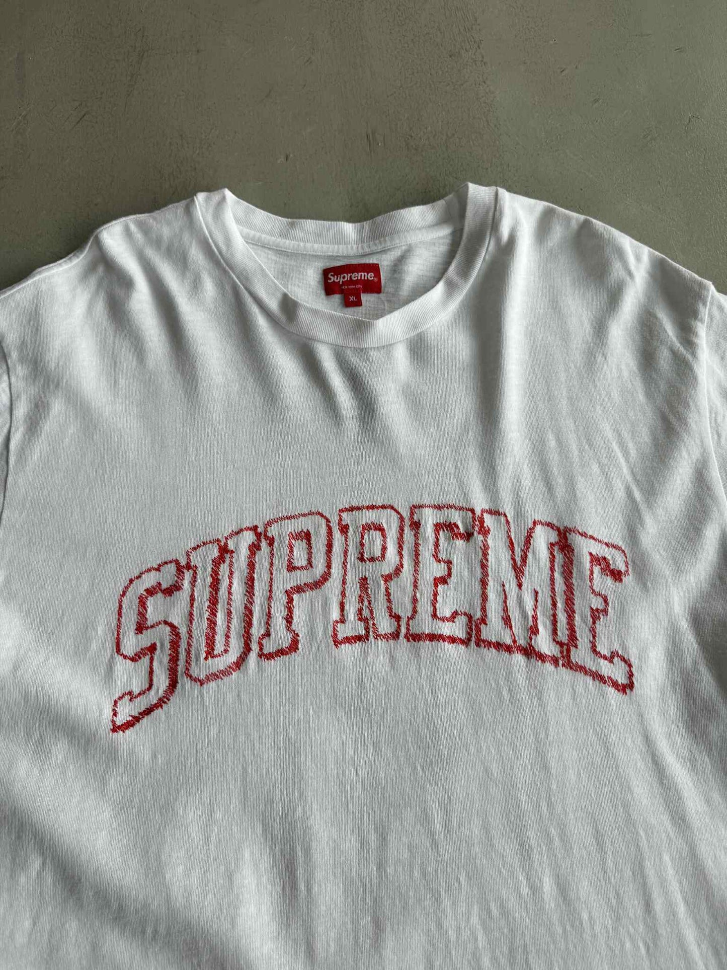 Supreme Sketch Embroidered White Tee