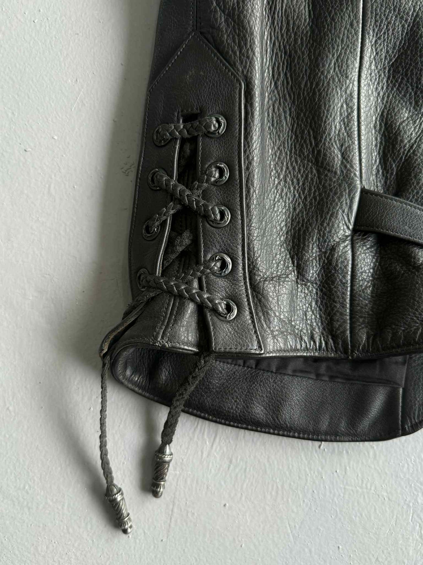 Chrome Hearts Shearling Lined Leather Silver Cross Vest