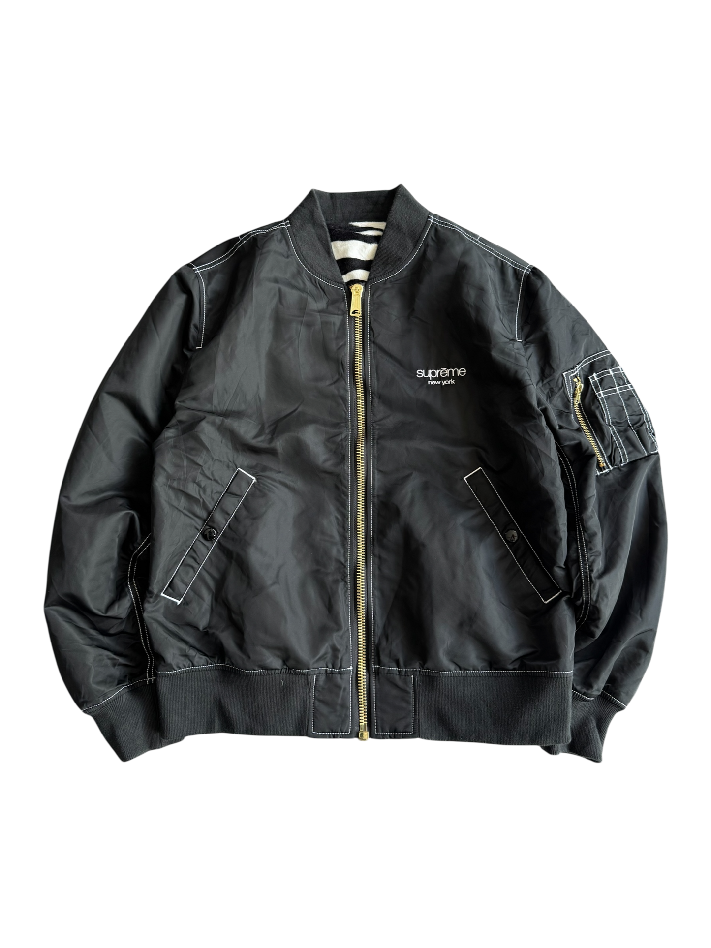Supreme Reversible Zebra Bomber Jacket