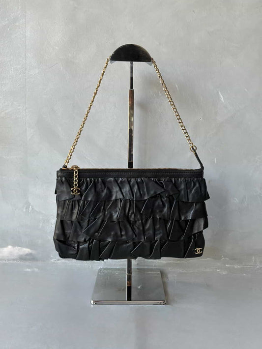 Chanel Ruffle Lambskin Evening Bag