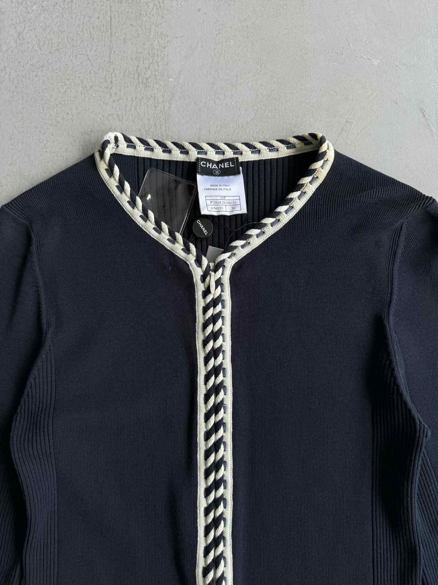 Chanel Zip Up Cardigan