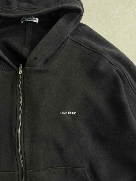 Balenciaga Ss18 Black Logo Zip Up Hoodie