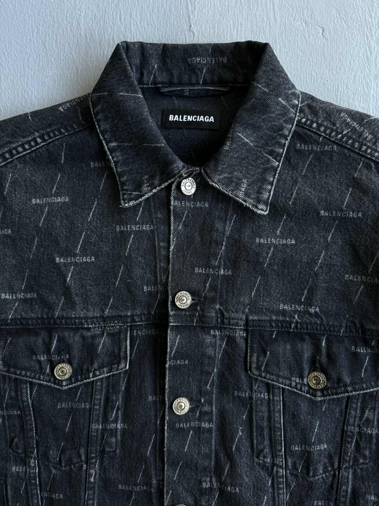 Balenciaga All Over Print Denim Jacket