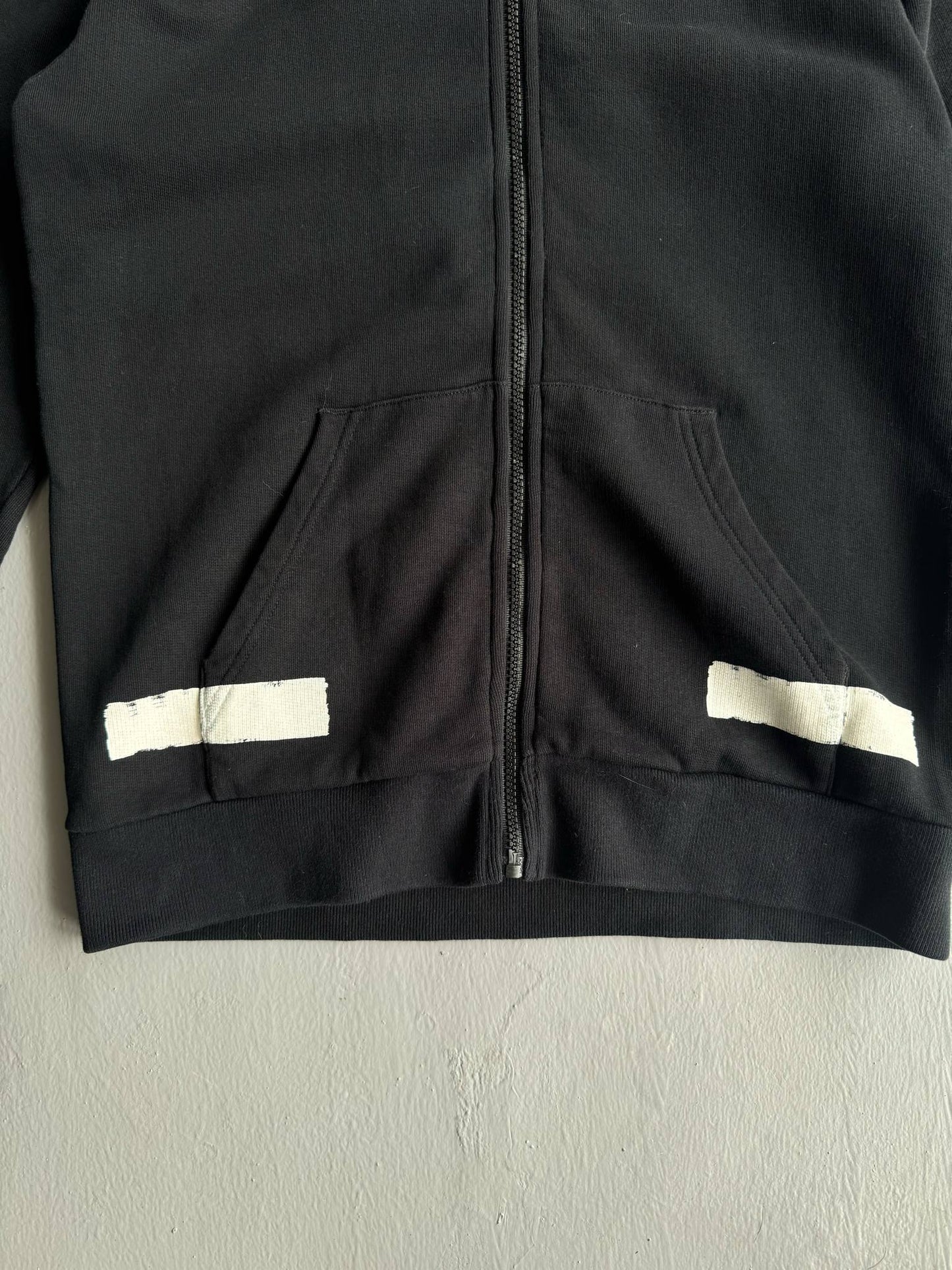 Off White Diagonal Stripe Zip Hoodie