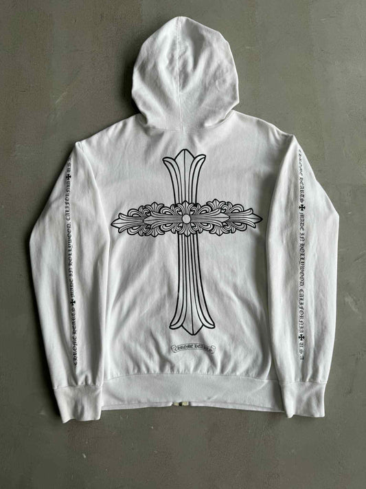 Chrome Hearts White Cross Zip Hoodie