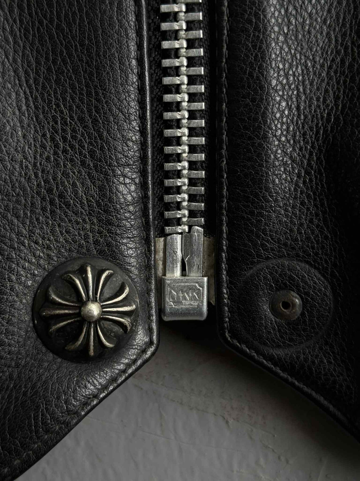 Chrome Hearts Shearling Lined Leather Silver Cross Vest