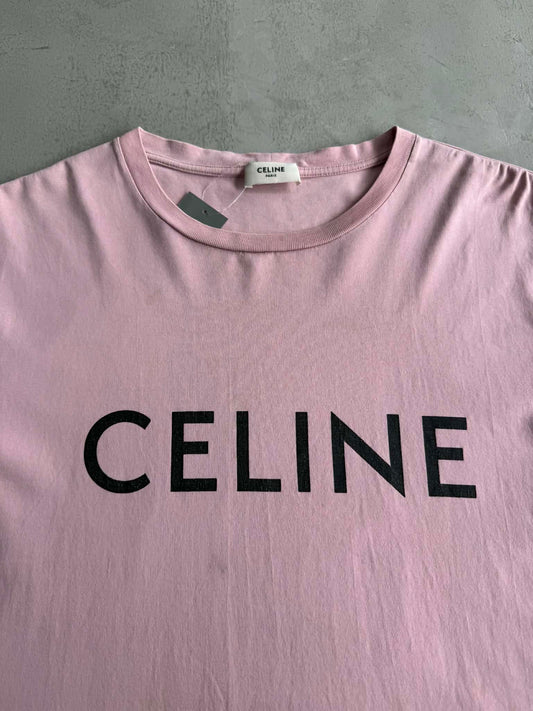 Celine Pink Scrip Logo Shirt