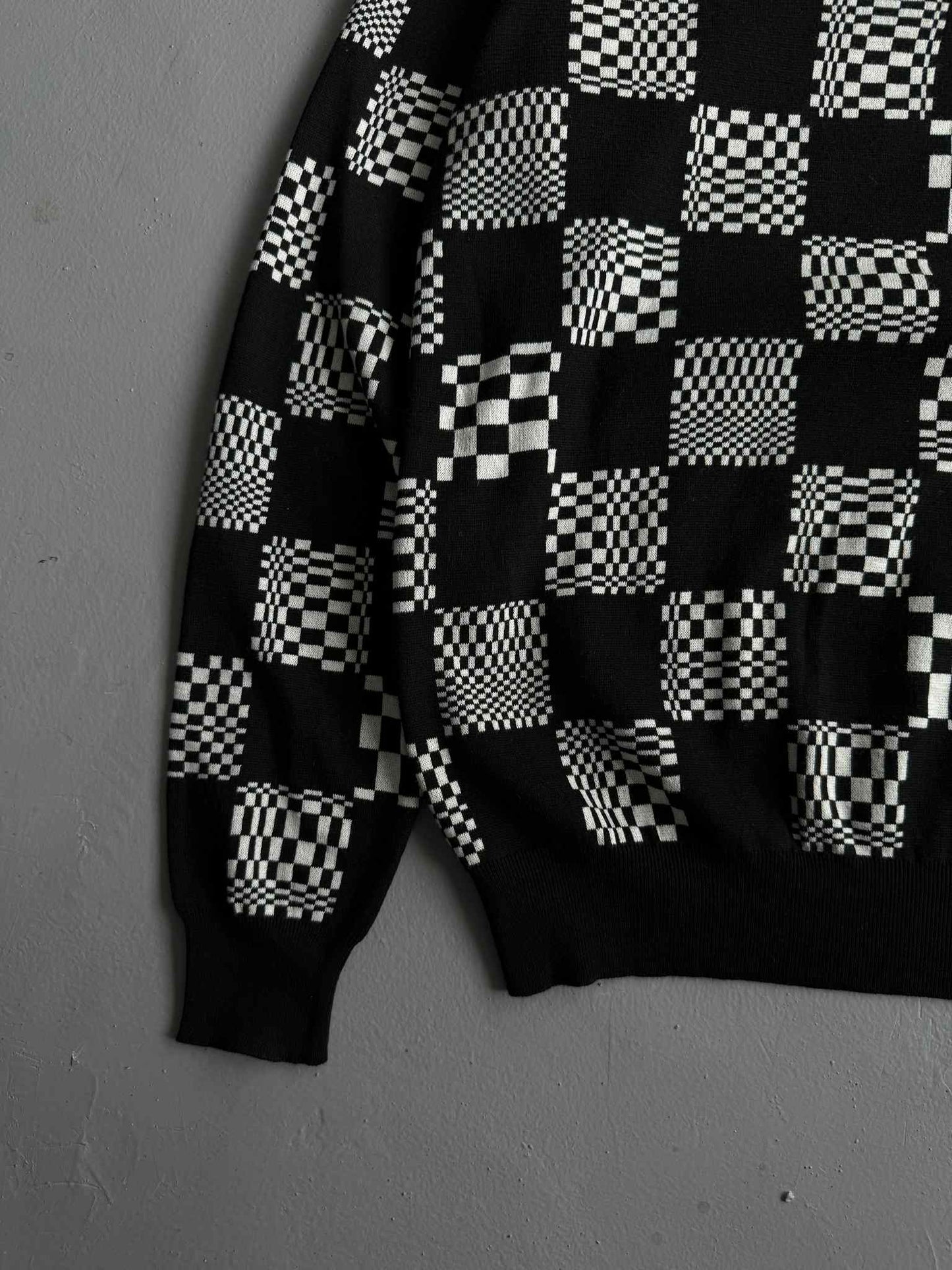 Louis Vuitton White & Black Damier Crewneck