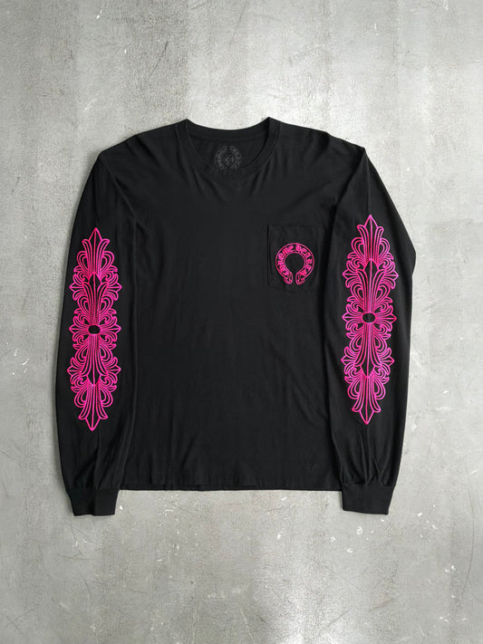 Chrome Hearts Pink Floral Horseshoe Longsleeves