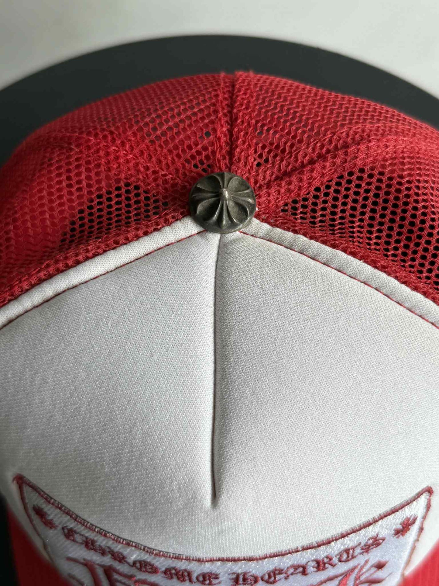 Vintage Chrome Hearts FUCK Red Trucker Hat