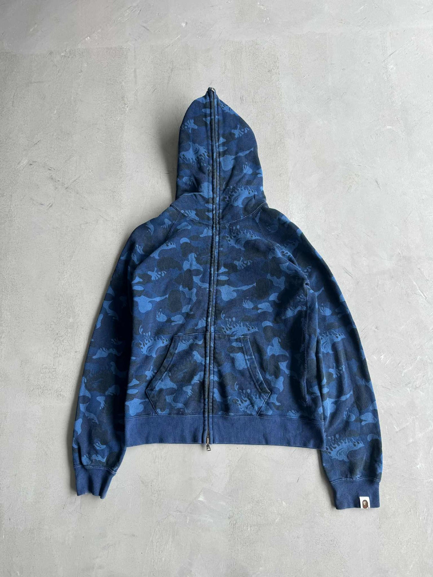 Bape Camou Blue Flames Full Zip Hoodie