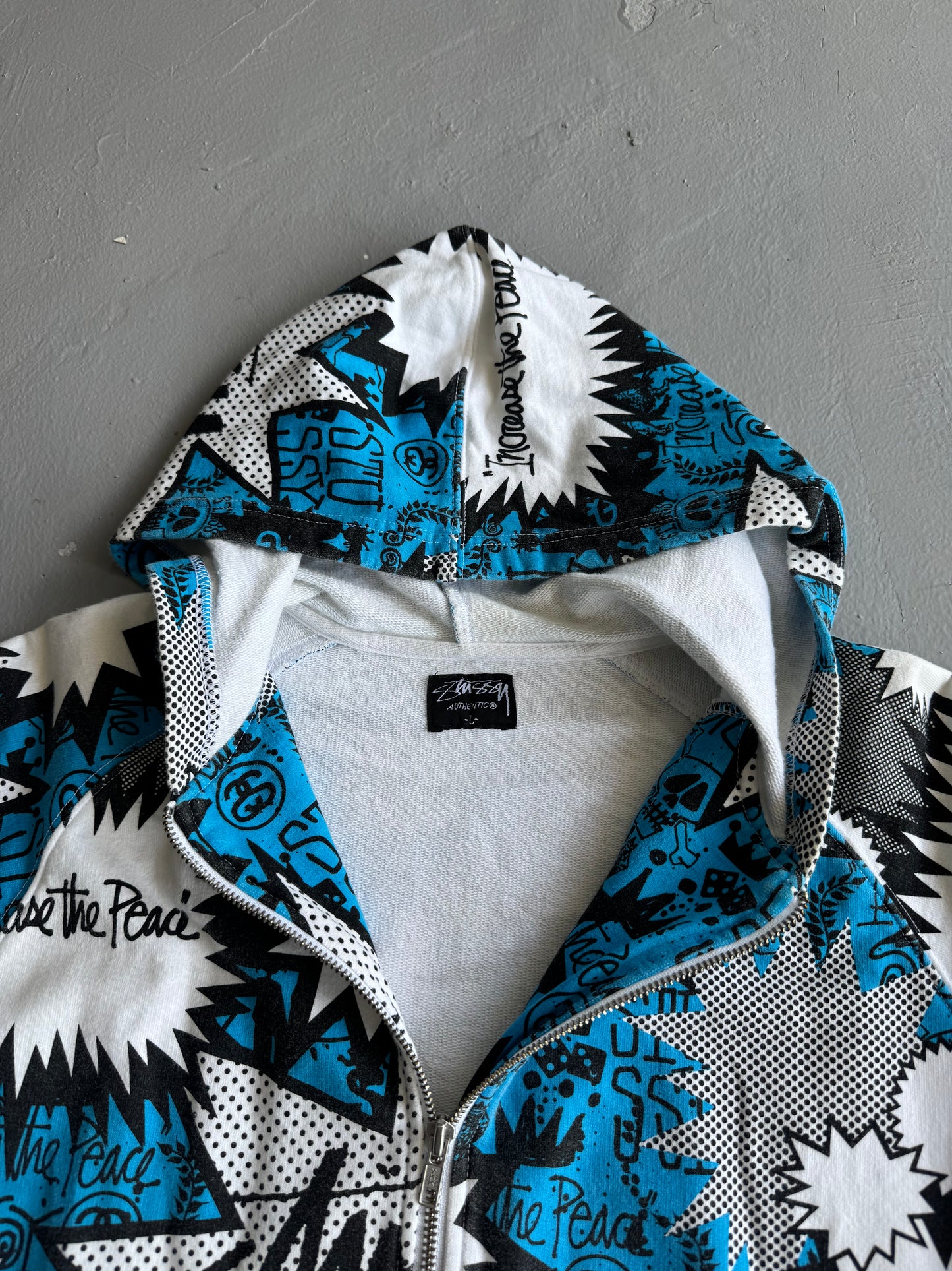 00’s Stussy Full Print Zip Hoodie
