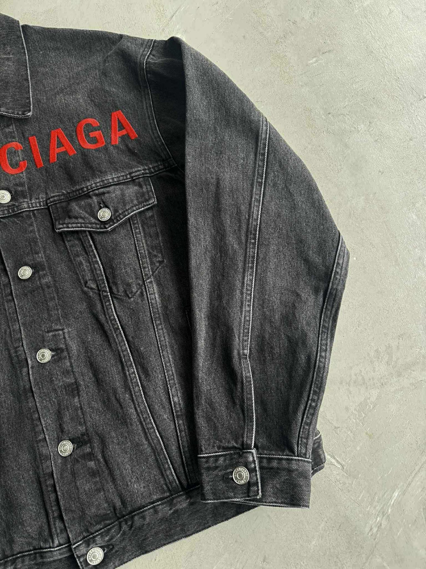 Balenciaga Embroidered Logo Denim Jacket