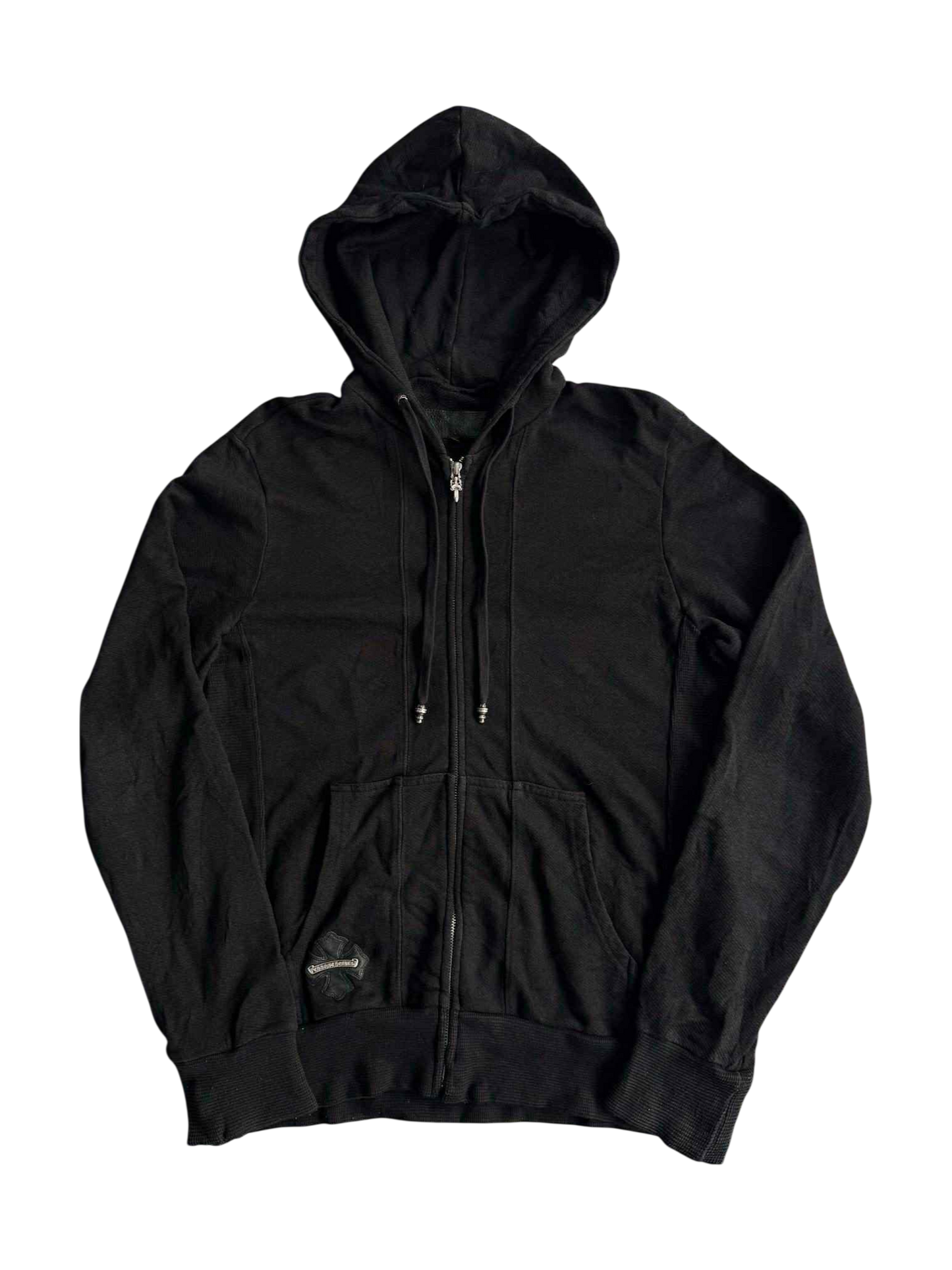 Vintage Chrome Hearts Cross Patched Silver Zip Hoodie