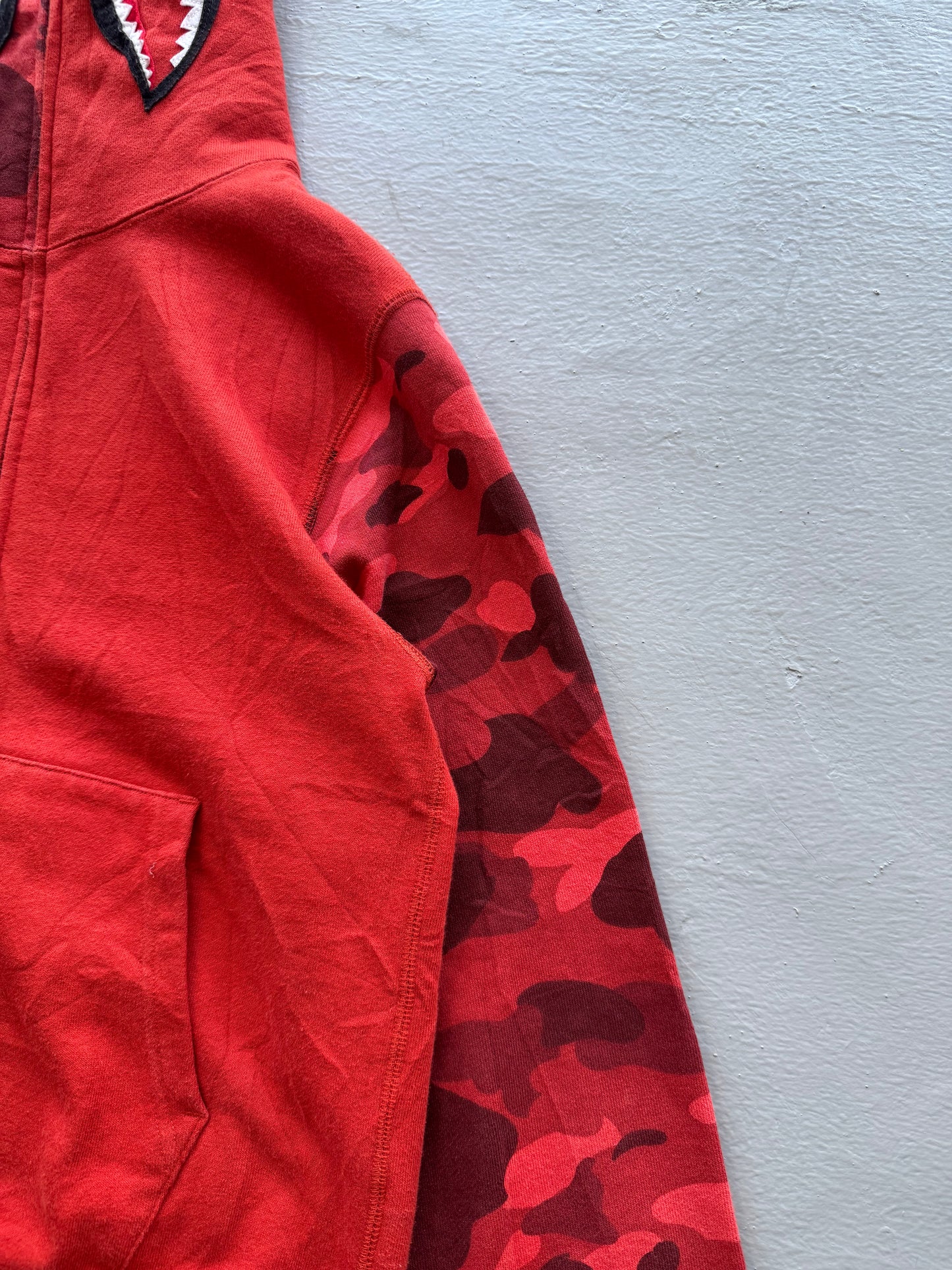 Bape shark Red Camouflage Full Zip Hoodie