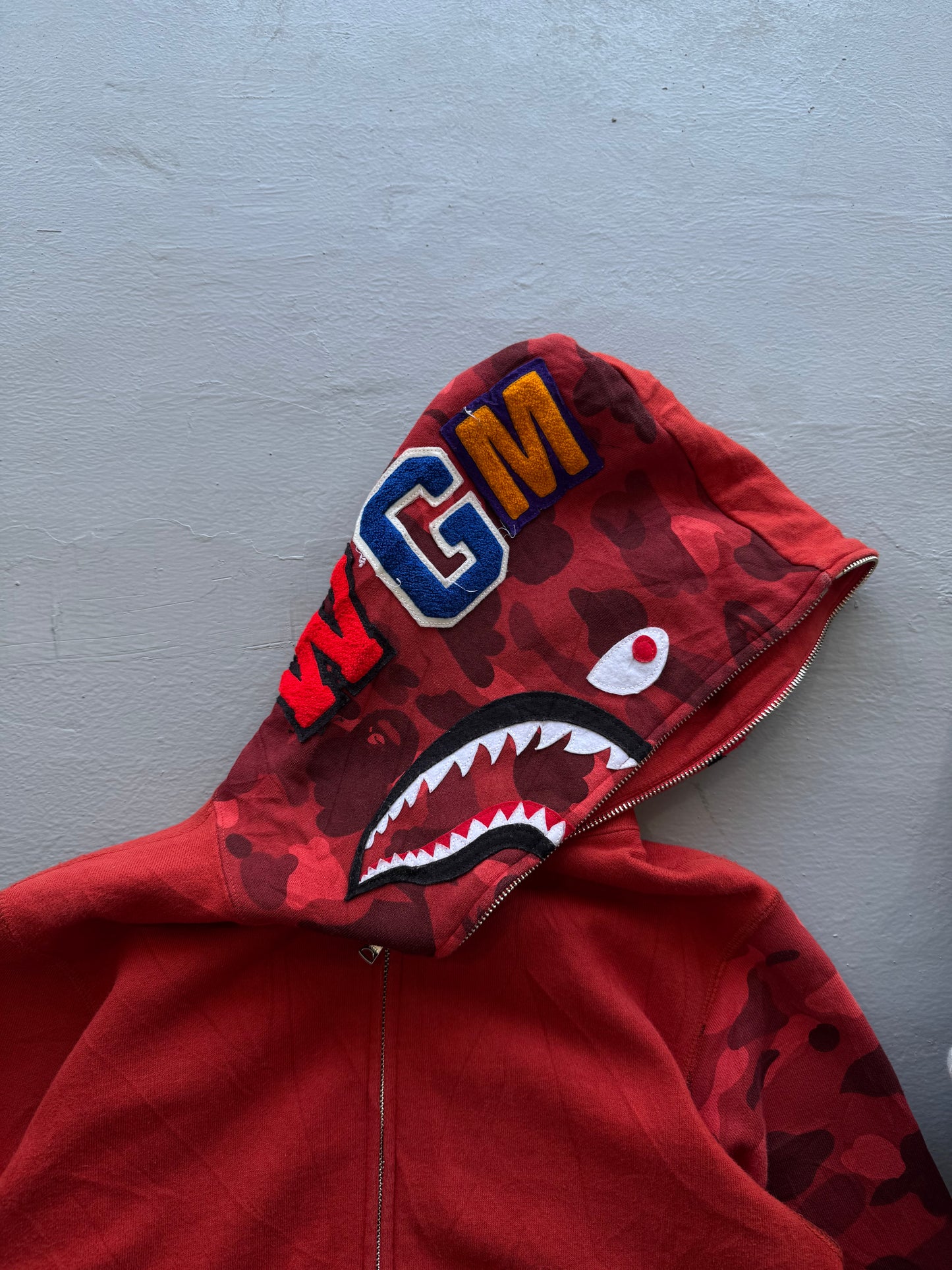 Bape shark Red Camouflage Full Zip Hoodie