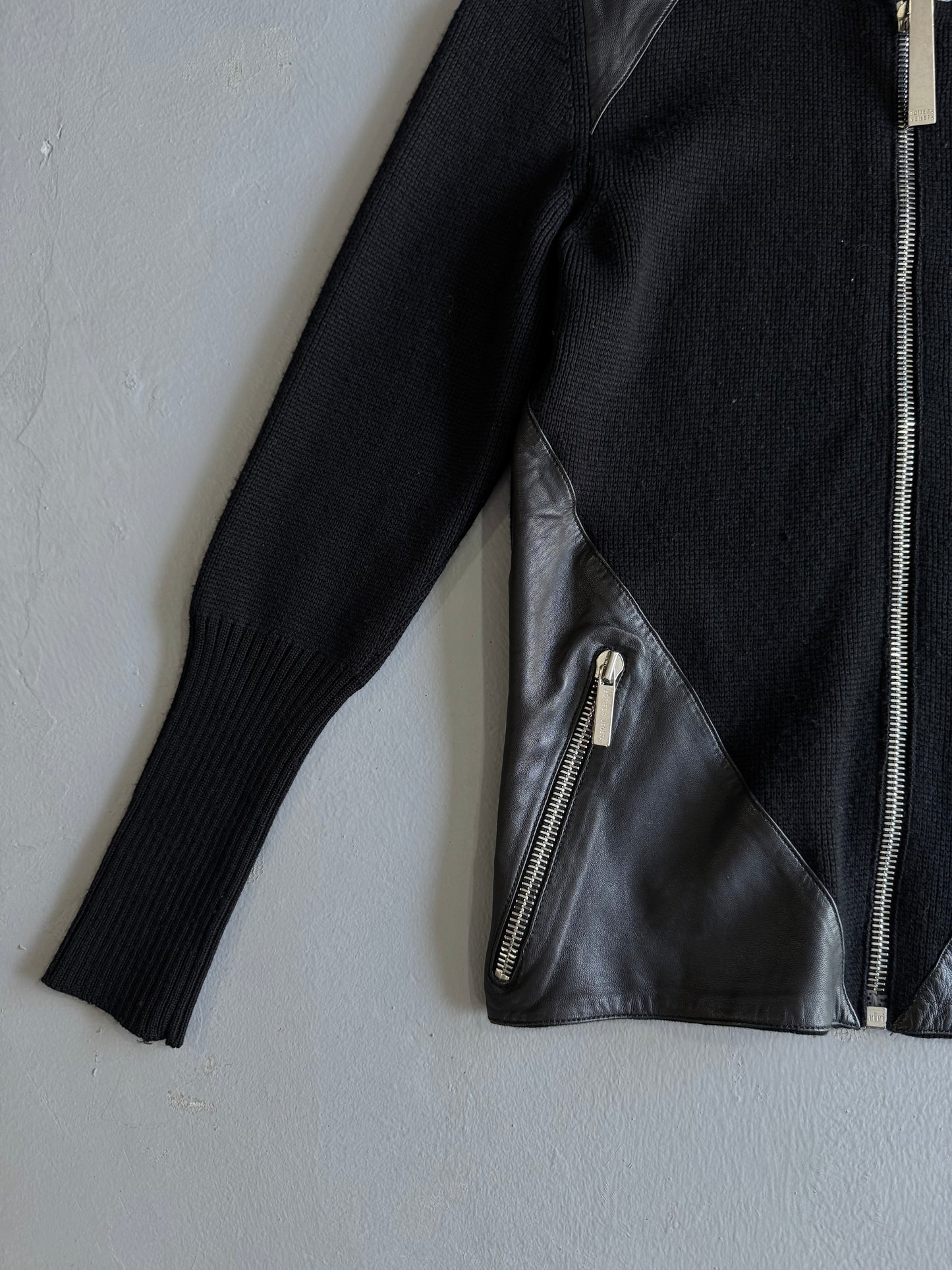 Bottega Veneta Knit Leather Zip Hoodie