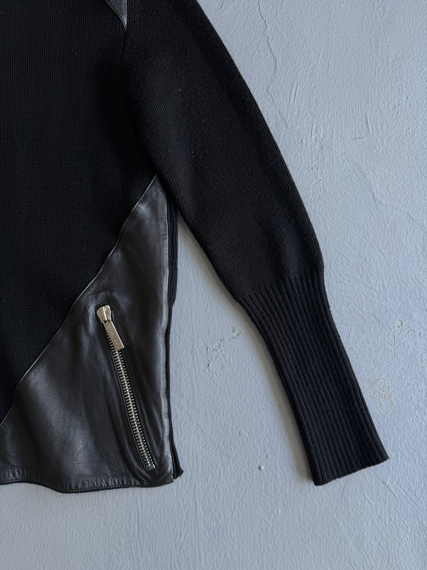 Bottega Veneta Knit Leather Zip Hoodie