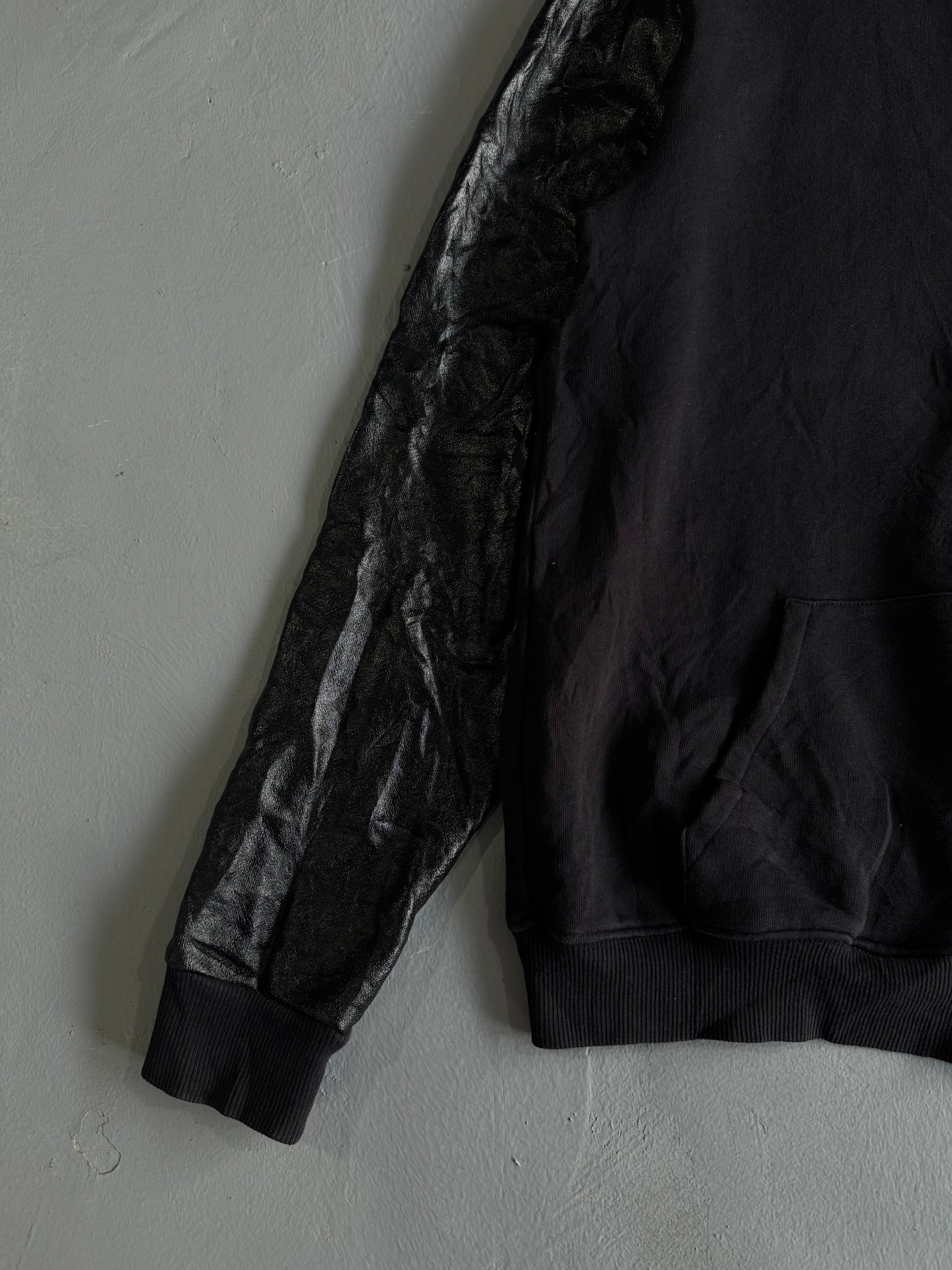 Saint Laurent Paris Leather Sleeves Bomber Jacket