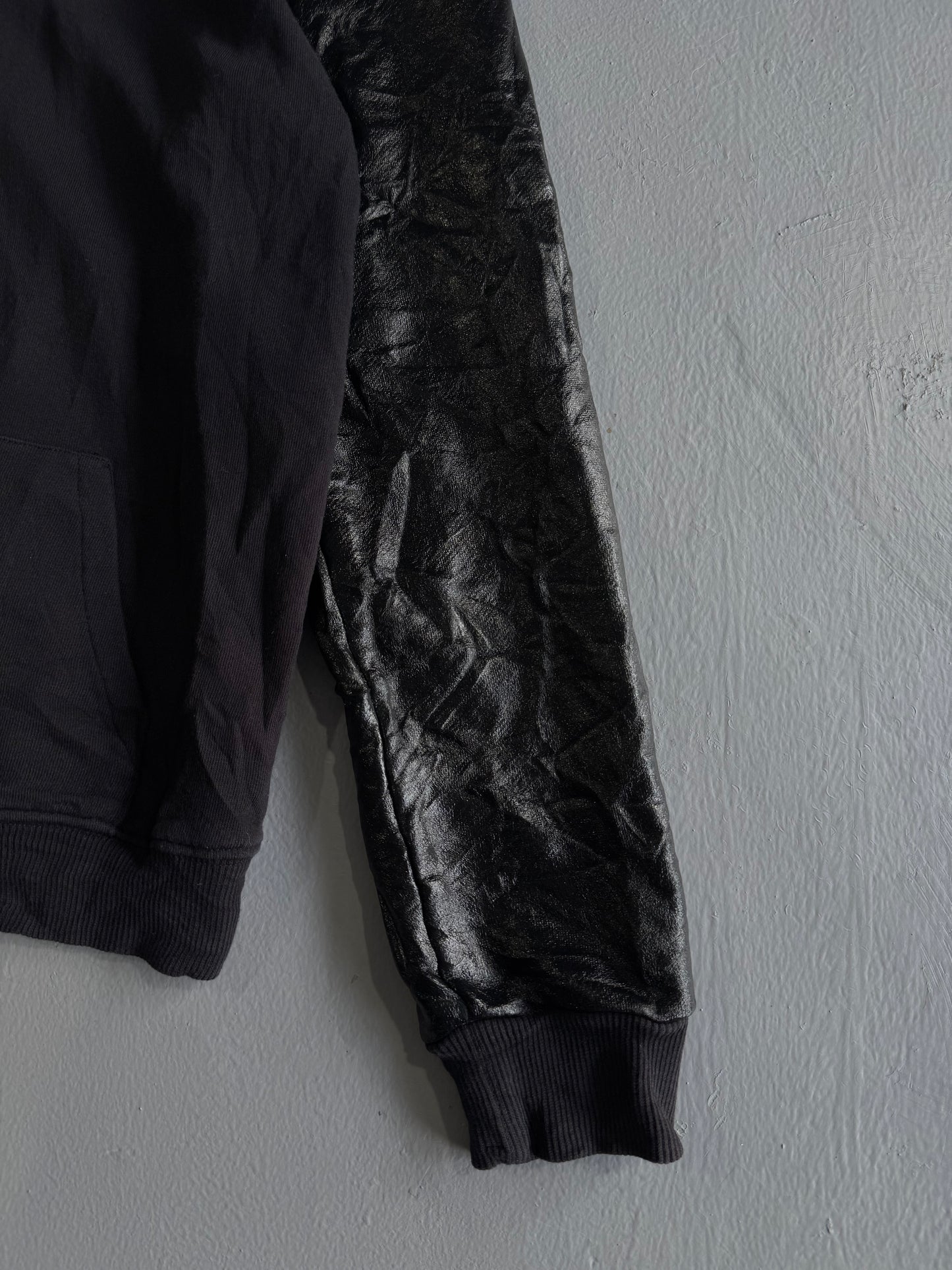 Saint Laurent Paris Leather Sleeves Bomber Jacket