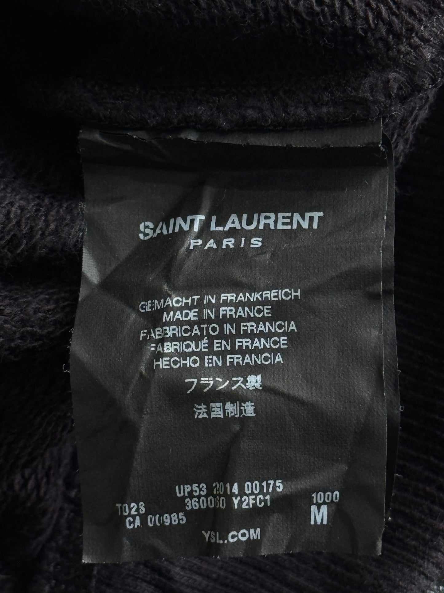 Saint Laurent Paris Leather Sleeves Bomber Jacket