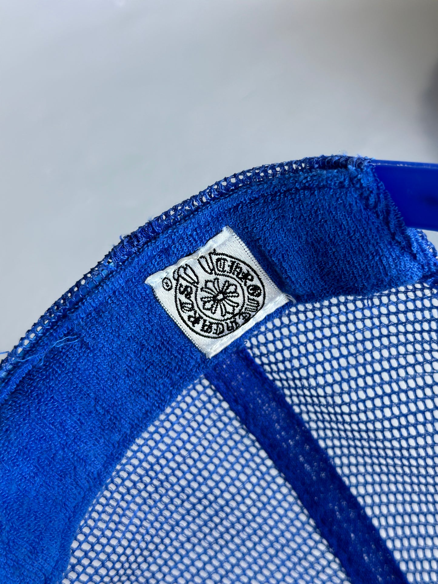 Vintage Chrome Hearts Red on Blue 'FUCK' Trucker Hat