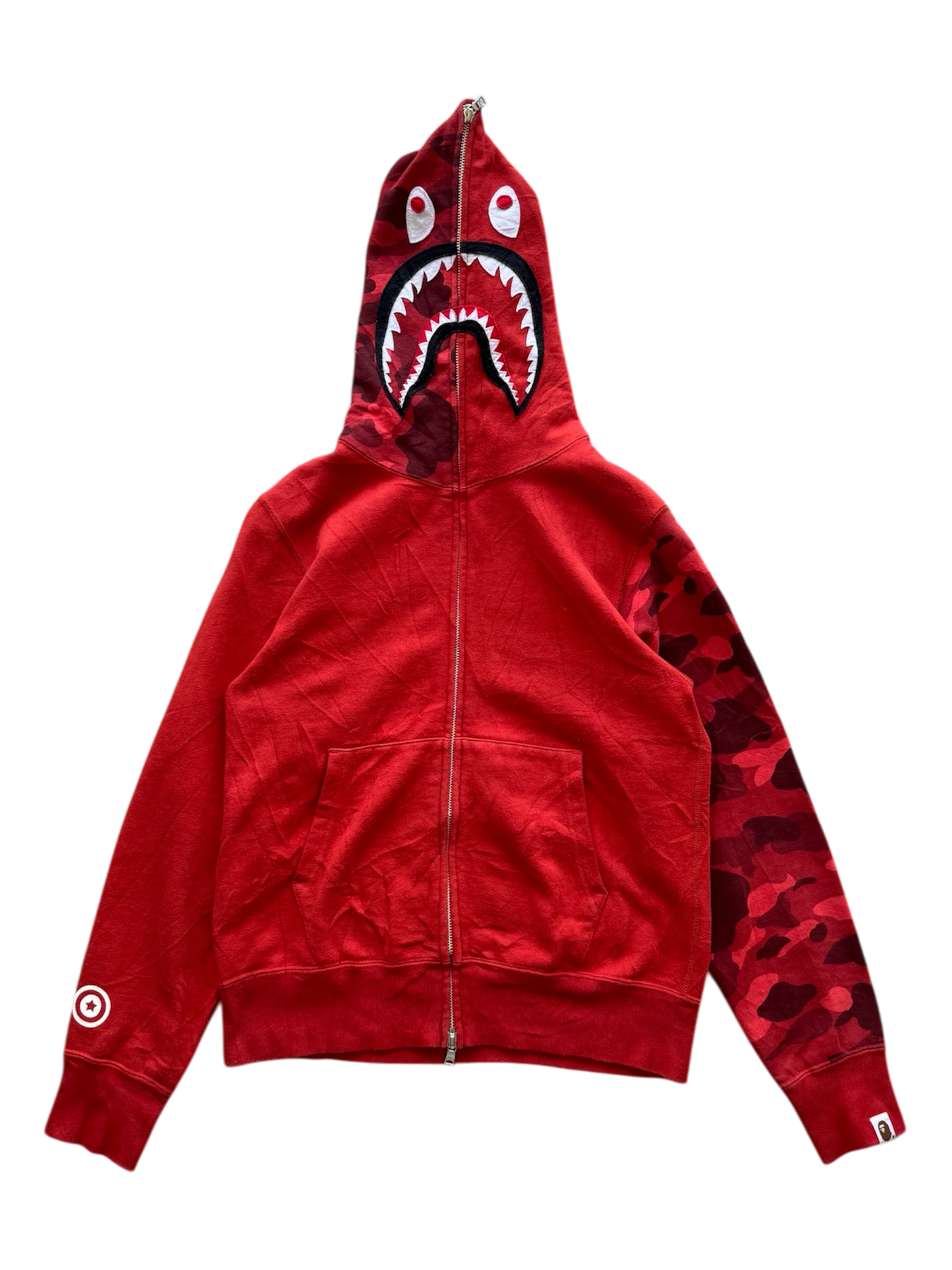Bape shark Red Camouflage Full Zip Hoodie