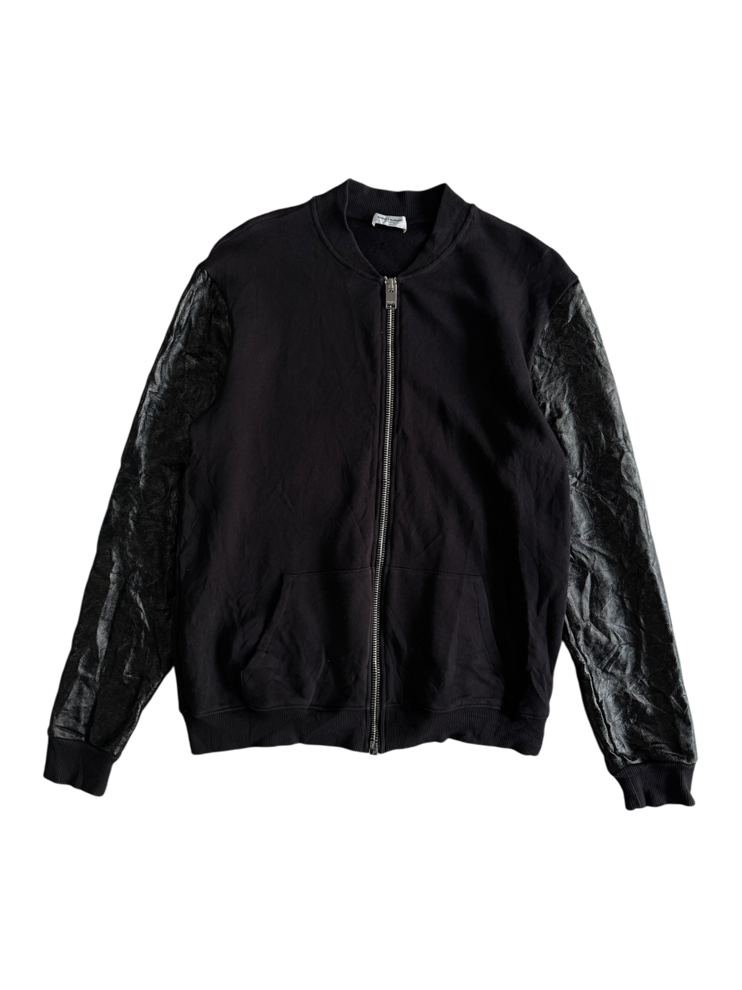Saint Laurent Paris Leather Sleeves Bomber Jacket