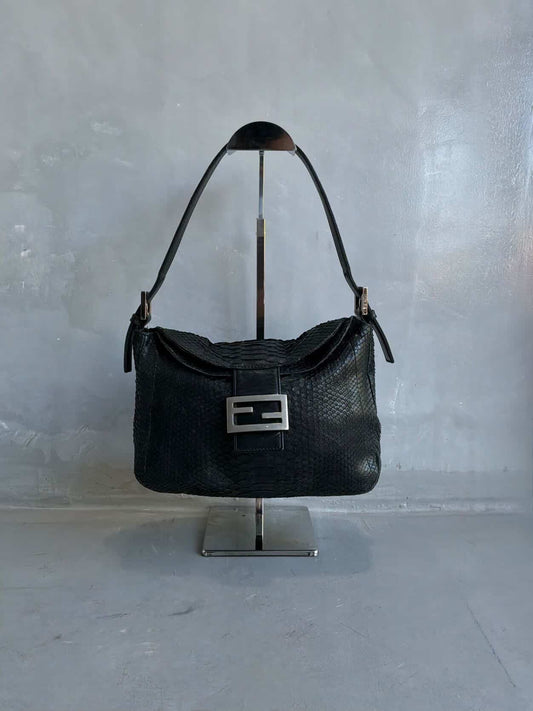 Fendi Python Double Flap Mamma Baguette Bag