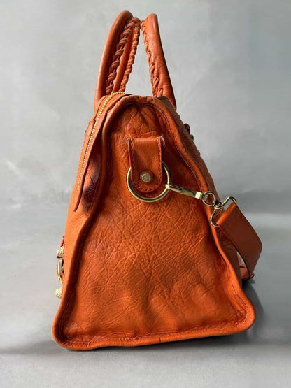 Balenciaga City Part Time Giant 12 Orange Lambskin Bag