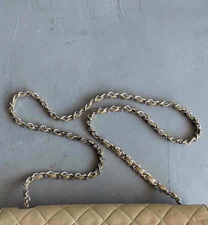 Chanel Classic Medium Single Flap Beige Crossbody Bag