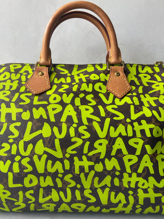 Louis Vuitton x Stephen Sprouse Green Graffiti Speedy 30 Bag